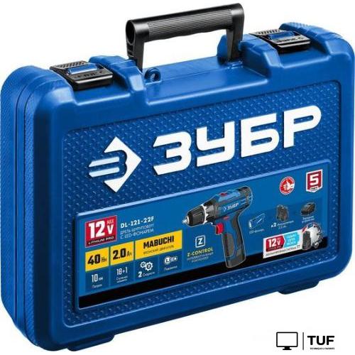 Дрель-шуруповерт Зубр Профессионал DL-121-22F (с 2-мя АКБ, LED фонарь, кейс)