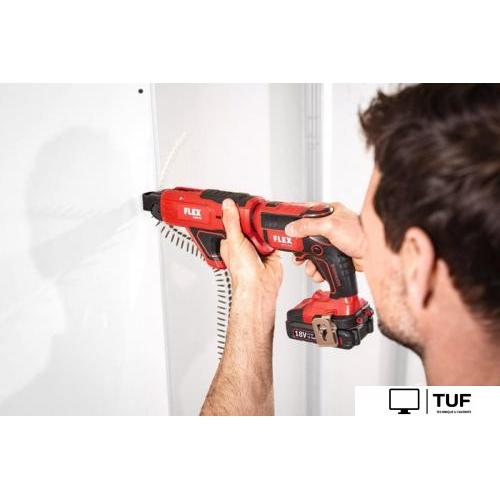 Шуруповерт для гипсокартона FLEX DW 45 18.0-EC M/2.5 Set 466824 (с 2-мя АКБ 2.5 Ач, кейс, насадка автоподачи)