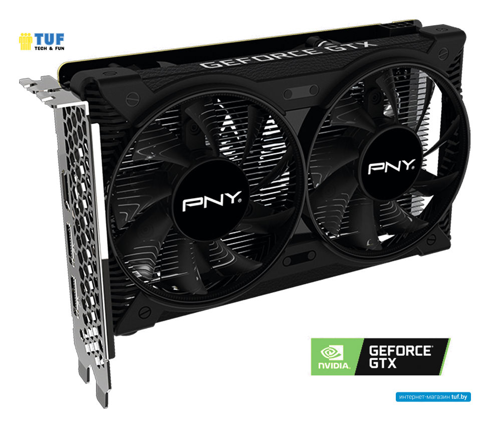 Видеокарта PNY GeForce GTX 1650 Dual Fan VCG16504D6DFPPB