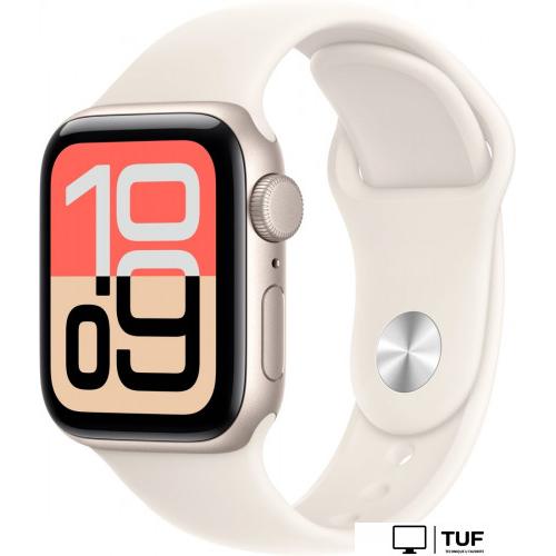 Умные часы Apple Watch SE 3 40 мм (алюминиевый корпус, звездный свет/звездный свет, спортивный силиконовый ремешок S/M)