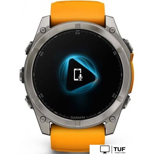 Умные часы Garmin Fenix 8 Sapphire 51мм (титановый, оранжевый силиконовый ремешок)