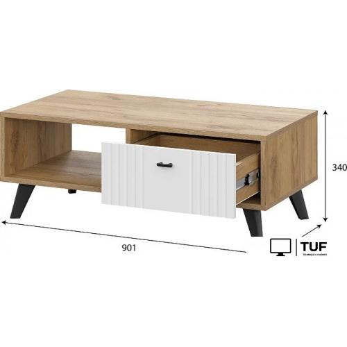 Журнальный столик SV-Мебель Милан 00-00108379 (дуб золотой/белый матовый)