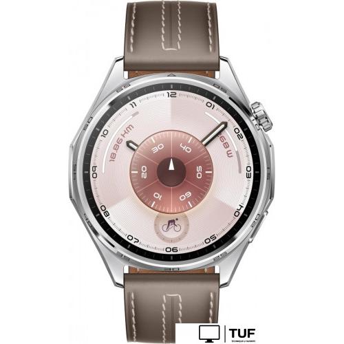 Умные часы Huawei Watch GT 6 46 мм (серебристый, с коричневым кожаным ремешком, международная версия)