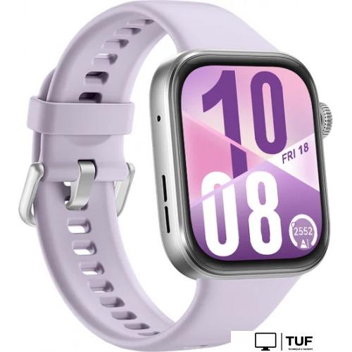 Умные часы Huawei Watch FIT 4 (серебристый, с сиреневым силиконовым ремешком, международная версия)