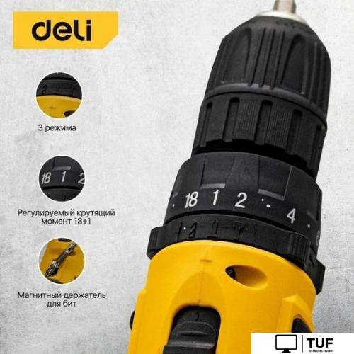 Ударная дрель-шуруповерт Deli DL-CZ20-E1D2 102883 (с 2-мя АКБ, кейс)