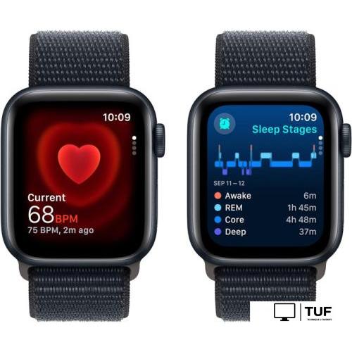 Умные часы Apple Watch SE 2 40 мм (алюминиевый корпус, темная ночь/темная ночь, нейлоновый ремешок)