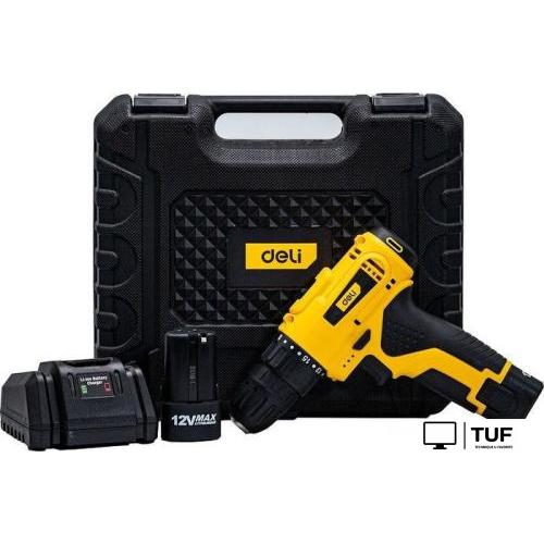 Дрель-шуруповерт Deli DL-DZ12-E2D1 102880 (с 2-мя АКБ, кейс)