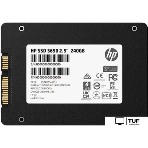 SSD HP S650 240GB 345M8AA