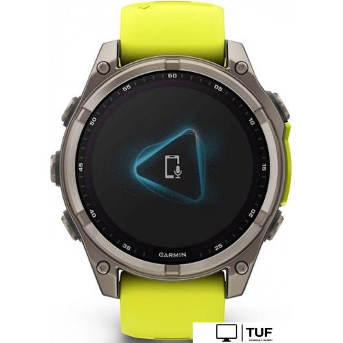 Умные часы Garmin Fenix 8 Solar, Sapphire 47мм (титановый серый с желтым ремешком)