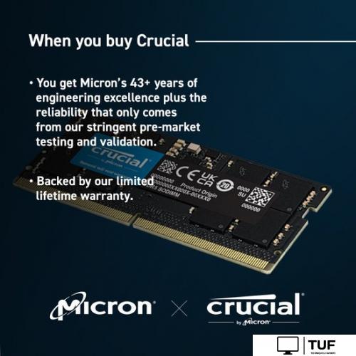 Оперативная память Crucial 16ГБ DDR5 SODIMM 4800МГц CB16GS4800