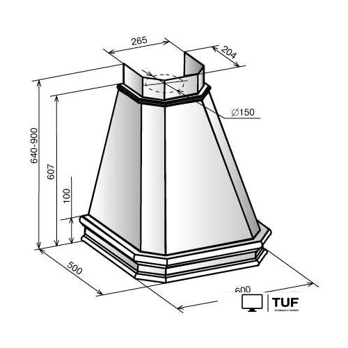 Кухонная вытяжка Elikor Пергола 60П-650-П3Л (бежевый/дуб неокрашенный) (840782)