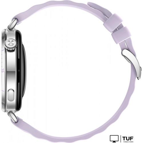 Умные часы Huawei Watch GT 6 41 мм (серебристый, с сиреневым силиконовым ремешком, международная версия)