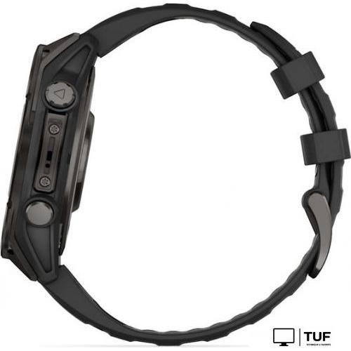 Умные часы Garmin Fenix 8 Sapphire, Titanium 47мм (угольно-черный DLC, пепельно-черный силиконовый ремешок)
