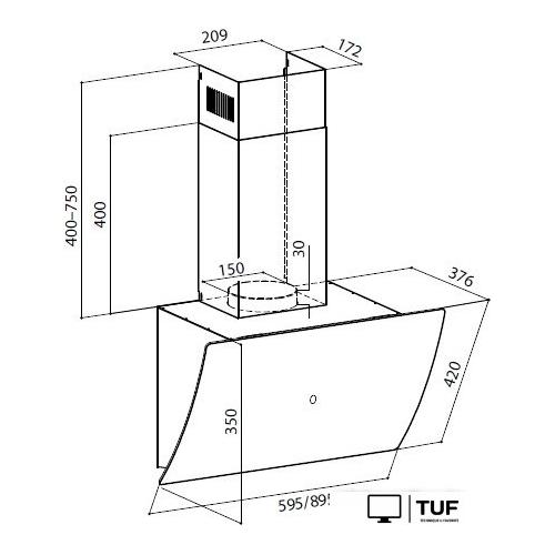 Кухонная вытяжка LEX Plaza GS 600 (черный)