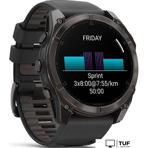 Умные часы Garmin Fenix 8 Sapphire 51мм (угольно-серый DLC, пепельно-черный силиконовый ремешок)