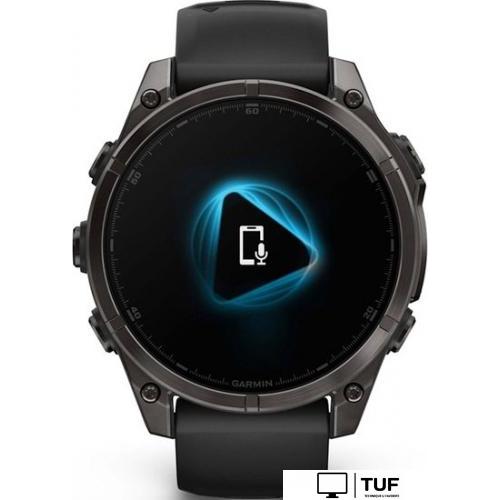 Умные часы Garmin Fenix 8 Sapphire, Titanium 47мм (угольно-черный DLC, пепельно-черный силиконовый ремешок)