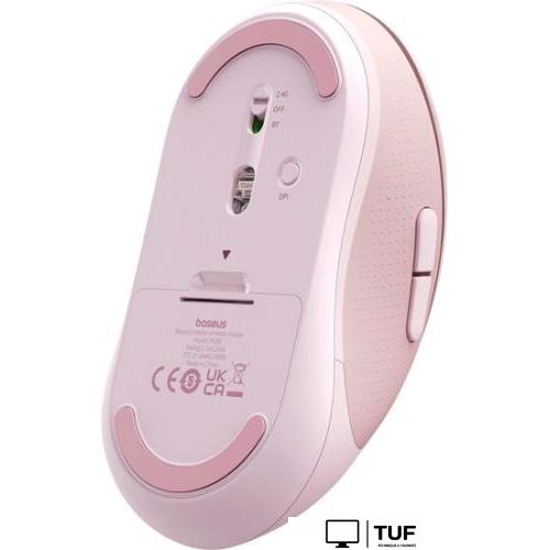Мышь Baseus F02 Ergonomic Wireless Mouse (розовый, без батарейки в комплекте)