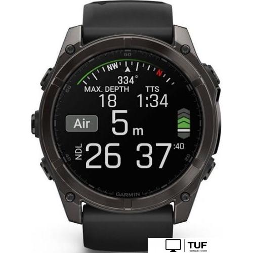 Умные часы Garmin Fenix 8 Sapphire 51мм (угольно-серый DLC, пепельно-черный силиконовый ремешок)