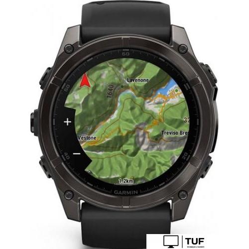Умные часы Garmin Fenix 8 Sapphire 51мм (угольно-серый DLC, пепельно-черный силиконовый ремешок)