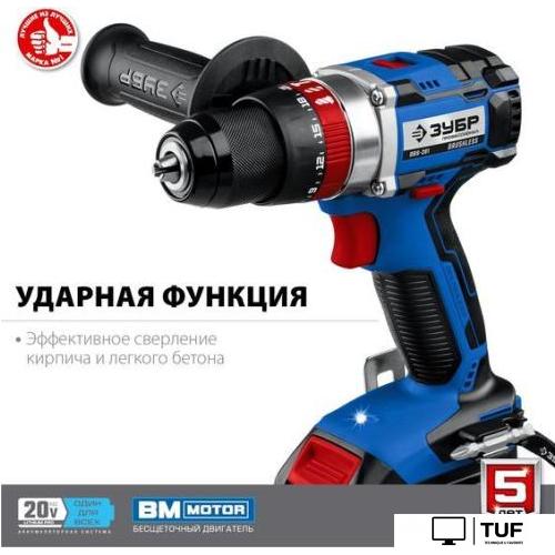 Ударная дрель-шуруповерт Зубр Профессионал DBS-201-22 (с 2-мя АКБ, кейс)