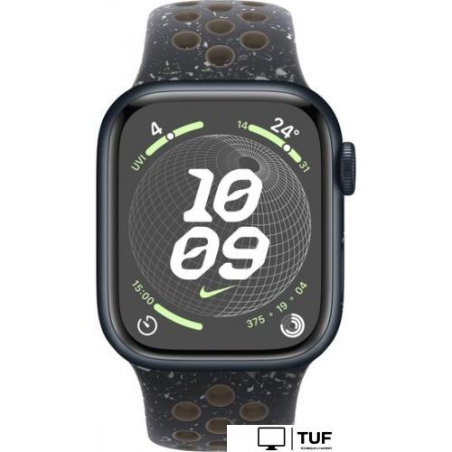 Умные часы Apple Watch Nike Series 9 41 мм (алюминиевый корпус, полуночный/полуночный, спортивный силиконовый ремешок S/M)
