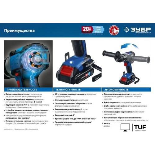 Дрель-шуруповерт Зубр Профессионал DB-201-42 (с 2-мя АКБ 4 Ач, кейс)