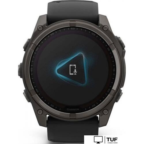 Умные часы Garmin Fenix 8 Solar, Sapphire 51мм (титановый угольно-серый с DLC-покрытием и черным ремешком)