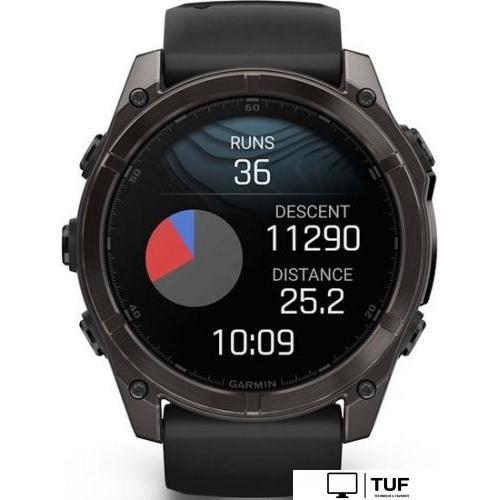 Умные часы Garmin Fenix 8 Sapphire 51мм (угольно-серый DLC, пепельно-черный силиконовый ремешок)