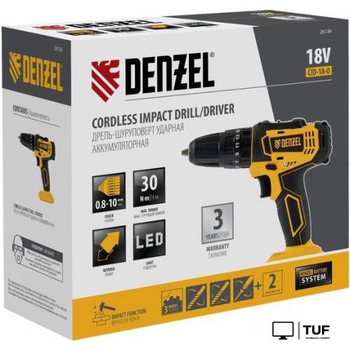 Ударная дрель-шуруповерт Denzel CID-18-0 26136 (без АКБ)