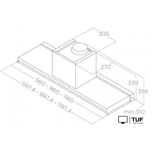 Кухонная вытяжка Elica Lever IX/A/116 PRF0163362