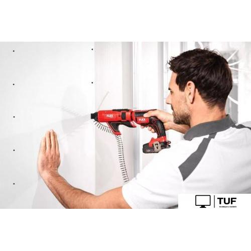 Шуруповерт для гипсокартона FLEX DW 45 18.0-EC M/2.5 Set 466824 (с 2-мя АКБ 2.5 Ач, кейс, насадка автоподачи)