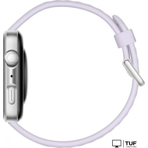 Умные часы Huawei Watch FIT 4 (серебристый, с сиреневым силиконовым ремешком, международная версия)