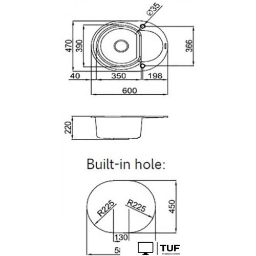 Кухонная мойка Elleci Easy Round 600 Avena 51