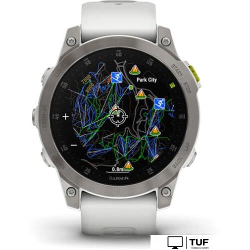 Умные часы Garmin Epix Sapphire Gen 2 (серебристый титан/белый)