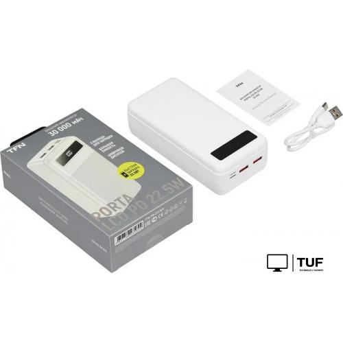 Внешний аккумулятор TFN Porta LCD PD 22.5W 30000mAh (белый)