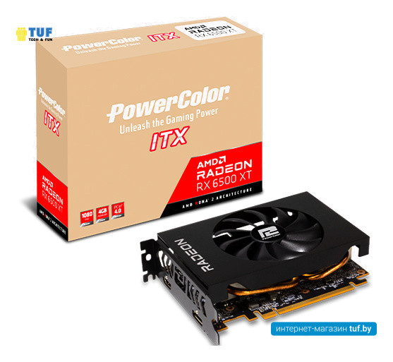 Видеокарта PowerColor Radeon RX 6500 XT ITX 4GB GDDR6 AXRX 6500 XT 4GBD6-DH