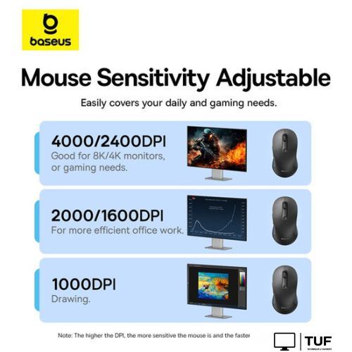Мышь Baseus F02 Ergonomic Wireless Mouse (черный, без батарейки в комплекте)