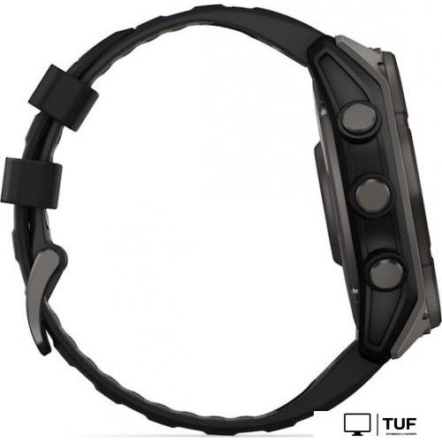 Умные часы Garmin Fenix 8 Solar, Sapphire 51мм (титановый угольно-серый с DLC-покрытием и черным ремешком)