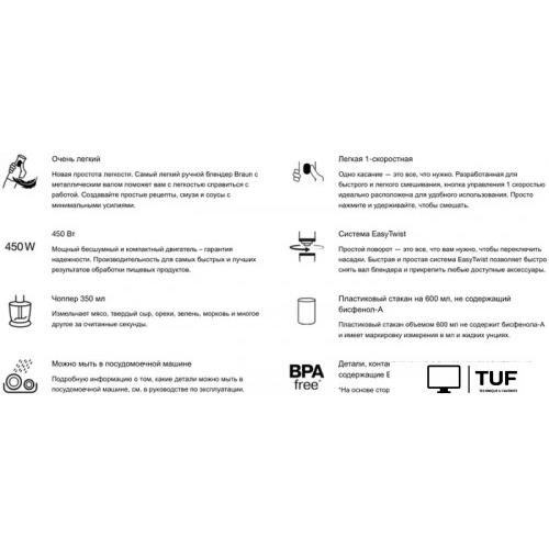 Погружной блендер Braun MultiQuick MQ10.201M WH