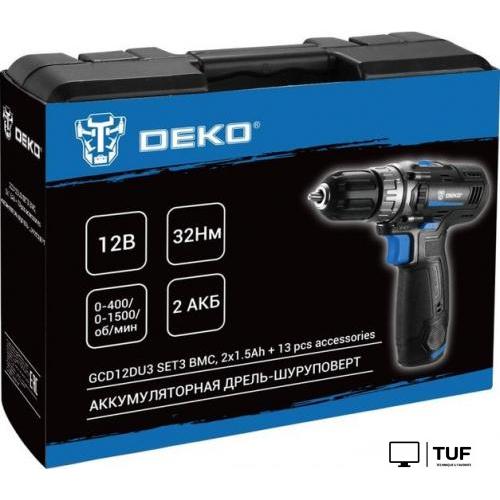 Дрель-шуруповерт Deko DKCD12V PRO 083-1007 (с 2-мя АКБ, кейс)