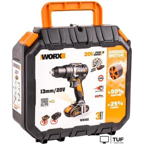 Дрель-шуруповерт Worx WX102 (с 2-мя АКБ, кейс)