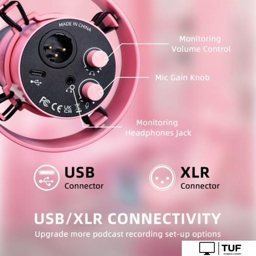 Проводной микрофон FIFINE T688 (розовый)