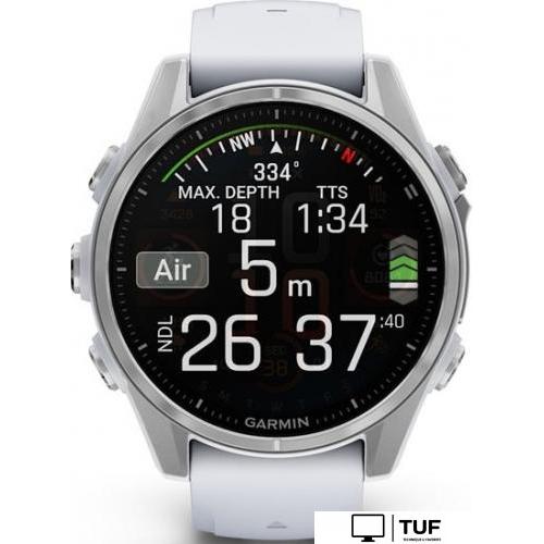 Умные часы Garmin Fenix 8 43мм (серебристый, белый ремешок)