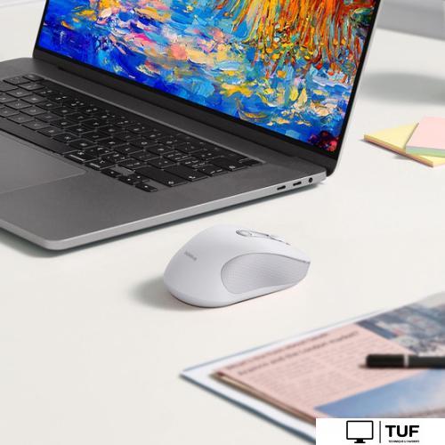 Мышь Baseus F02 Ergonomic Wireless Mouse (белый, без батарейки в комплекте)