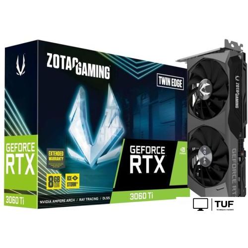 Видеокарта ZOTAC GeForce RTX 3060 Ti Twin Edge LHR 8GB GDDR6 ZT-A30610E-10MLHR