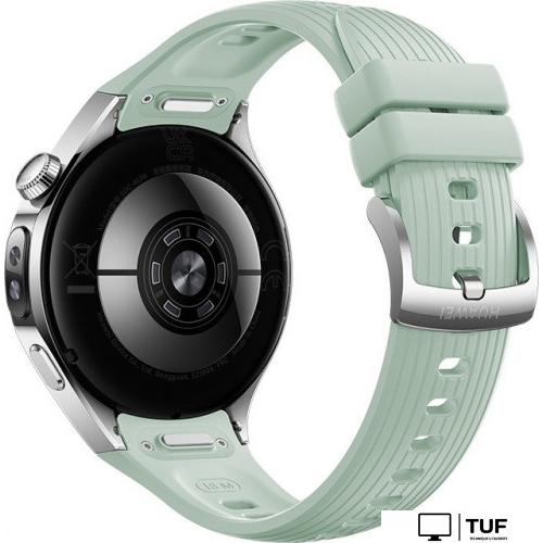 Умные часы Huawei Watch 5 42 мм (серебристый, с зеленым силиконовым ремешком, международная версия)