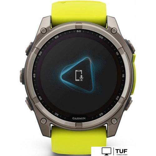 Умные часы Garmin Fenix 8 Solar, Sapphire 51мм (титановый, желтый силиконовый ремешок)