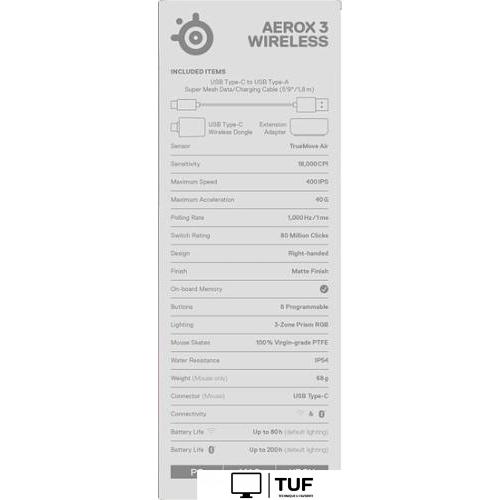 Игровая мышь SteelSeries Aerox 3 Wireless Ghost