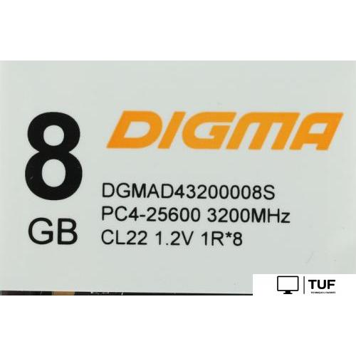 Оперативная память Digma 8ГБ DDR4 3200 МГц DGMAD43200008S