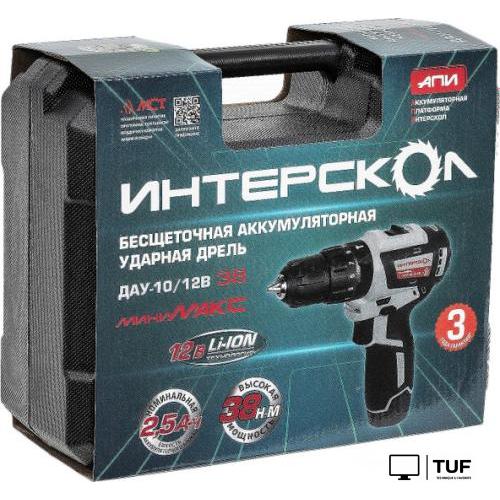 Ударная дрель-шуруповерт Интерскол МиниМАКС ДАУ-10/12В 38 767.2.2.45 (с 2-мя АКБ 2.5 Ач, кейс)